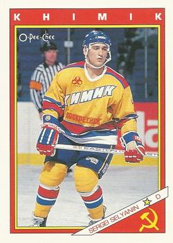 #58R Sergei Selyanin - Khimik Voskresensk - 1991-92 O-Pee-Chee Hockey - Sharks & Russians