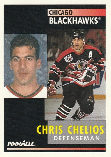 #58 Chris Chelios - Chicago Blackhawks - 1991-92 Pinnacle Hockey