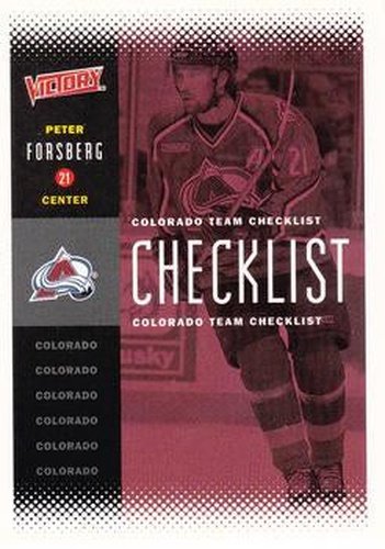 #58 Peter Forsberg - Colorado Avalanche - 2000-01 Upper Deck Victory Hockey