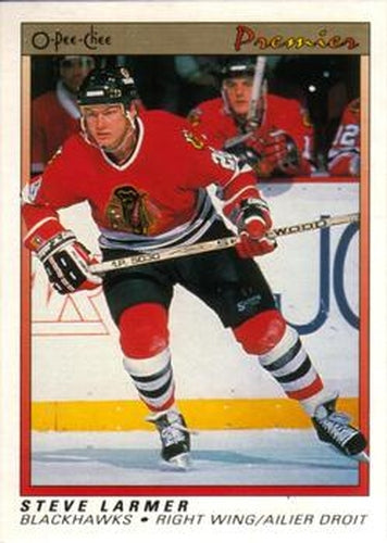 #58 Steve Larmer - Chicago Blackhawks - 1990-91 O-Pee-Chee Premier Hockey