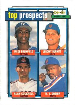 #591 1992 Prospects Jeromy Burnitz / Jacob Brumfield / Alan Cockrell / D.J. Dozier - New York Mets / Kansas City Royals / Cleveland Indians - 1992 O-Pee-Chee Baseball