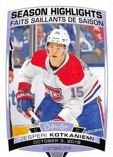 #592 Jesperi Kotkaniemi - Montreal Canadiens - 2019-20 O-Pee-Chee Hockey