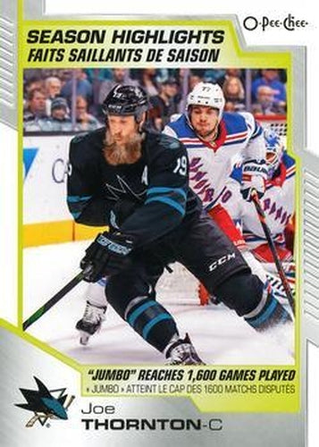 #592 Joe Thornton - San Jose Sharks - 2020-21 O-Pee-Chee Hockey