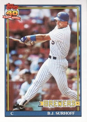 #592 B.J. Surhoff - Milwaukee Brewers - 1991 Topps Baseball