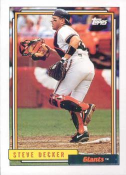 #593 Steve Decker - San Francisco Giants - 1992 Topps Baseball