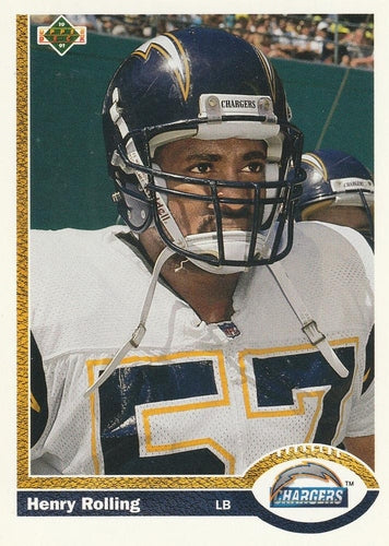 #593 Henry Rolling - San Diego Chargers - 1991 Upper Deck Football