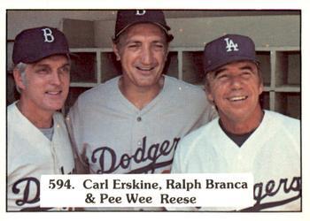 #594 Carl Erskine / Ralph Branca / Pee Wee Reese - Brooklyn Dodgers / Los Angeles Dodgers - 1976 SSPC Baseball