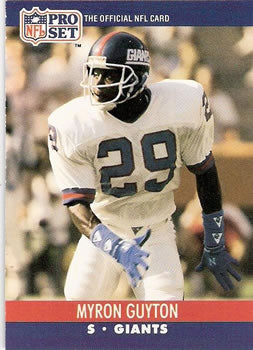 #595 Myron Guyton - New York Giants - 1990 Pro Set Football