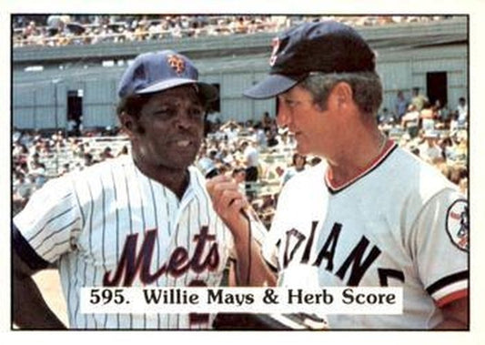 #595 Willie Mays / Herb Score - New York Mets / Cleveland Indians - 1976 SSPC Baseball