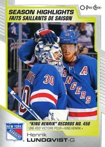 #597 Henrik Lundqvist - New York Rangers - 2020-21 O-Pee-Chee Hockey