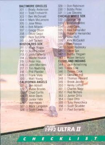 #598 Checklist: 301-403 - 1992 Ultra Baseball