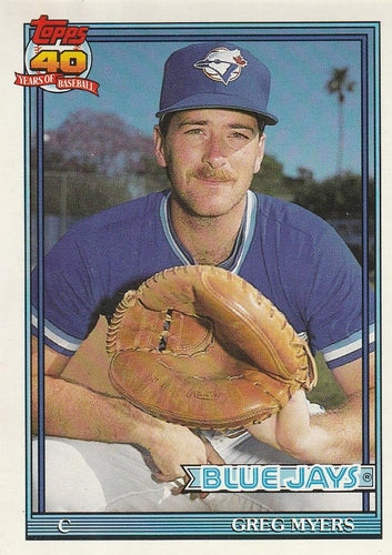 #599 Greg Myers - Toronto Blue Jays - 1991 O-Pee-Chee Baseball