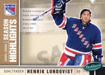 #599 Henrik Lundqvist - New York Rangers - 2005-06 Parkhurst Hockey