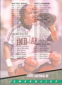 #599 Checklist: 404-498 - Cleveland Indians - 1992 Ultra Baseball