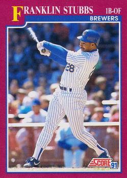 #59T Franklin Stubbs - Milwaukee Brewers - 1991 Score Rookie & Traded Baseball