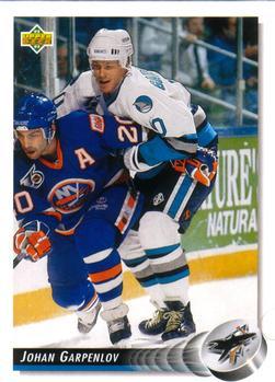 #59 Johan Garpenlov - San Jose Sharks - 1992-93 Upper Deck Hockey