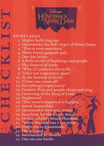 #59b Checklist CL, VAR - 1996 Skybox Hunchback of Notre Dame