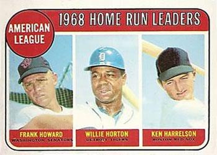 #5 American League 1968 Home Run Leaders Frank Howard / Willie Horton / Ken Harrelson - Washington Senators / Detroit Tigers / Boston Red Sox - 1969 Topps Baseball