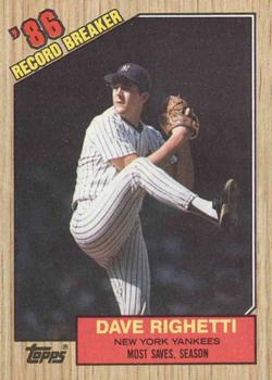 #5 Dave Righetti - New York Yankees - 1987 Topps Baseball