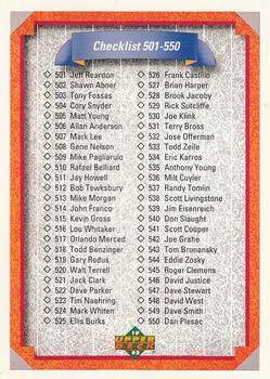 #600 Checklist: 501-600 - 1992 Upper Deck Baseball
