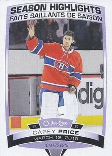 #600 Carey Price - Montreal Canadiens - 2019-20 O-Pee-Chee Hockey