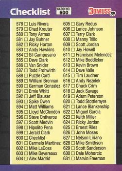#600 Checklist 578-660 Bonus - 1989 Donruss Baseball