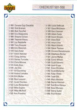 #600 Checklist 501-600 - 1991-92 Upper Deck Hockey