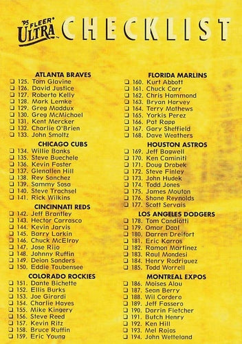 #249 Checklist: 125-250 - 1995 Ultra Baseball