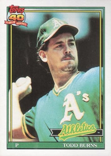 #608 Todd Burns - Oakland Athletics - 1991 Topps Baseball