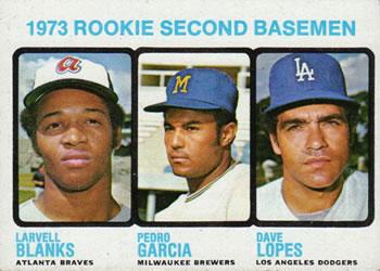#609 1973 Rookie Second Basemen Larvell Blanks / Pedro Garcia / Dave Lopes - Atlanta Braves / Milwaukee Brewers / Los Angeles Dodgers - 1973 Topps Baseball