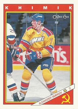 #60R Alexander Smirnov - Khimik Voskresensk - 1991-92 O-Pee-Chee Hockey - Sharks & Russians