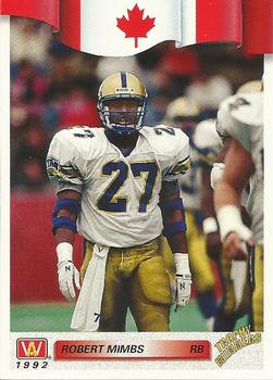 #60 Robert Mimbs - Winnipeg Blue Bombers - 1992 All World CFL Football