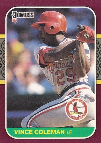 #60 Vince Coleman - St. Louis Cardinals - 1987 Donruss Opening Day Baseball