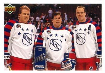 #610 Mark Messier / Mike Richter / Brian Leetch - New York Rangers - 1991-92 Upper Deck Hockey