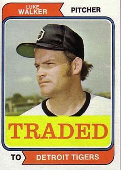 #612T Luke Walker - Detroit Tigers - 1974 Topps - Traded Baseball