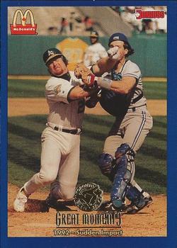 #11 1992-Sudden Impact Pat Borders - Toronto Blue Jays - 1993 Donruss McDonald's Toronto Blue Jays Great Moments Baseball