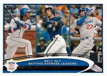 #181 2011 NL Batting Average Leaders Jose Reyes / Ryan Braun / Matt Kemp - New York Mets / Milwaukee Brewers / Los Angeles Dodgers - 2012 Topps Baseball