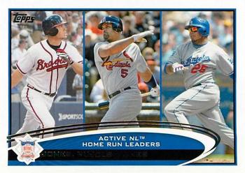 #192 Active NL Home Run Leaders Chipper Jones / Albert Pujols / Andruw Jones - Atlanta Braves / St. Louis Cardinals / Los Angeles Dodgers - 2012 Topps Baseball