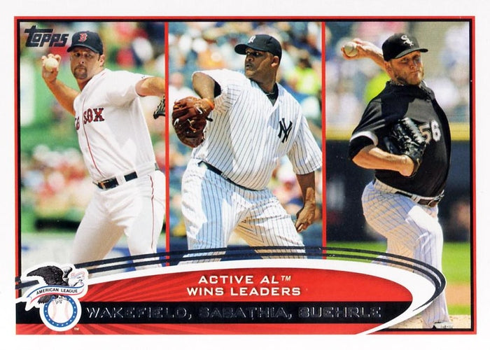 #212 Active Wins Leaders Tim Wakefield / CC Sabathia / Mark Buehrle - Boston Red Sox / New York Yankees / Chicago White Sox - 2012 Topps Baseball