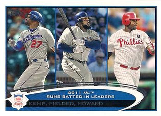 #224 2011 NL I Leaders Matt Kemp / Prince Fielder / Ryan Howard - Los Angeles Dodgers / Milwaukee Brewers / Philadelphia Phillies - 2012 Topps Baseball