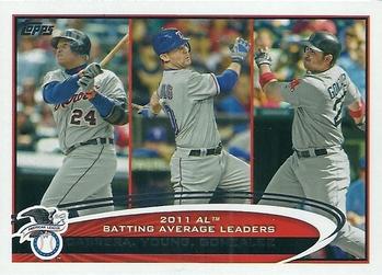 #239 2011 Batting Average Leaders Miguel Cabrera / Michael Young / Adrian Gonzalez - Detroit Tigers / Texas Rangers / Boston Red Sox - 2012 Topps Baseball