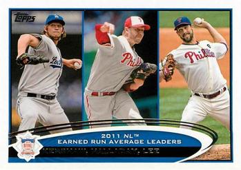 #297 2011 NL Leaders Clayton Kershaw / Roy Halladay / Cliff Lee - Los Angeles Dodgers / Philadelphia Phillies - 2012 Topps Baseball