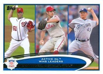 #29 Active NL Wins Leaders Livan Hernandez / Roy Oswalt / Randy Wolf - Washington Nationals / Philadelphia Phillies / Milwaukee Brewers - 2012 Topps Baseball