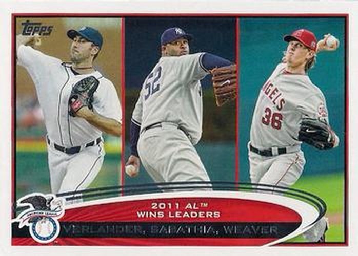 #319 2011 Wins Leaders Justin Verlander / CC Sabathia / Jered Weaver - Detroit Tigers / New York Yankees / Los Angeles Angels - 2012 Topps Baseball