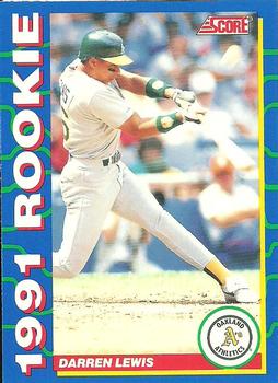 #28 Darren Lewis - Oakland Athletics - 1991 Score Rookies Baseball