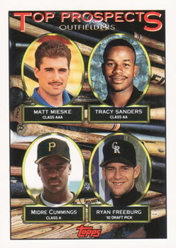 #616 Matt Mieske / Tracy Sanders / Midre Cummings / Ryan Freeburg - Milwaukee Brewers / Cleveland Indians / Pittsburgh Pirates / Colorado Rockies - 1993 Topps Baseball