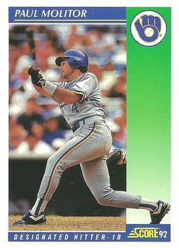 #61 Paul Molitor - Milwaukee Brewers - 1992 Score Baseball