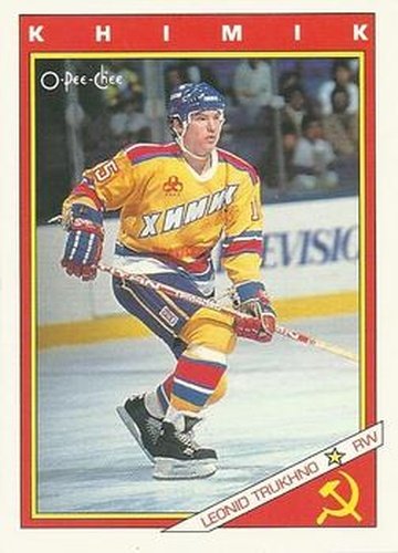 #61R Leonid Trukhno - Khimik Voskresensk - 1991-92 O-Pee-Chee Hockey - Sharks & Russians