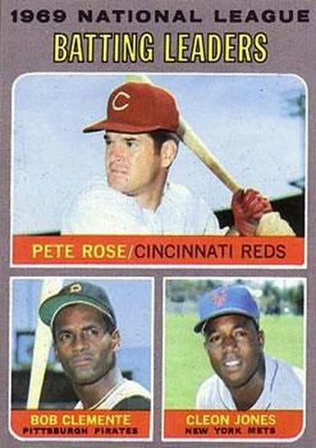 #61 1969 National League Batting Leaders Pete Rose / Bob Clemente / Cleon Jones - Cincinnati Reds / Pittsburgh Pirates / New York Mets - 1970 Topps Baseball