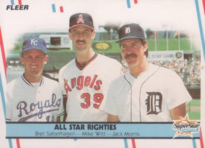 #626 Bret Saberhagen / Mike Witt / Jack Morris - Kansas City Royals / California Angels / Detroit Tigers - 1988 Fleer Baseball
